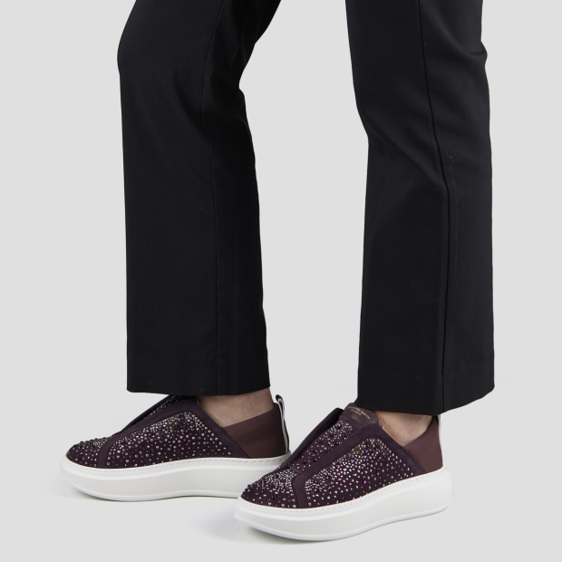 Sneakers Alexander Smith wembley slip-on woman in burgundy suede and rhinestones - 2