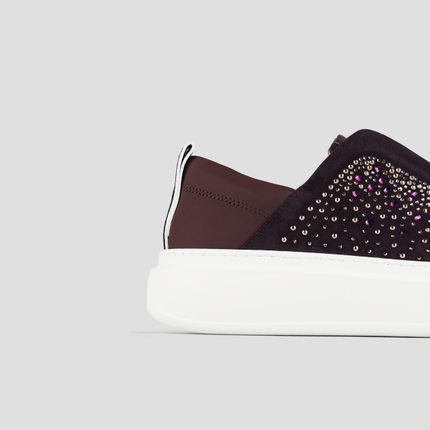 Sneakers Alexander Smith wembley slip-on woman in burgundy suede and rhinestones - 3