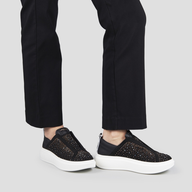 Sneakers Alexander Smith wembley slip-on woman in black suede and rhinestones - 2
