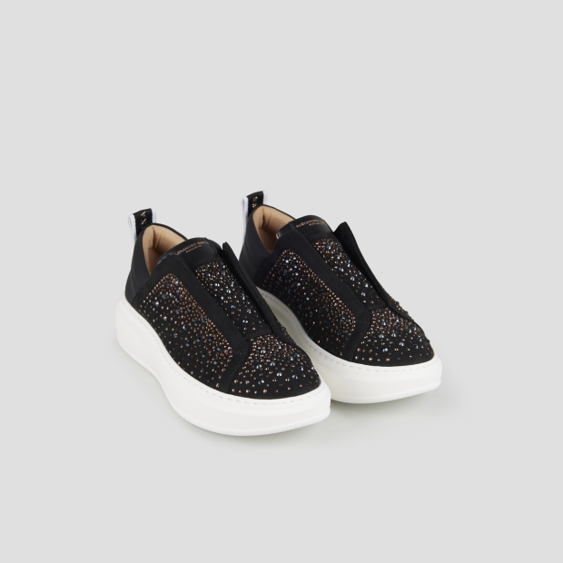 Sneakers Alexander Smith wembley slip-on woman in black suede and rhinestones - 4