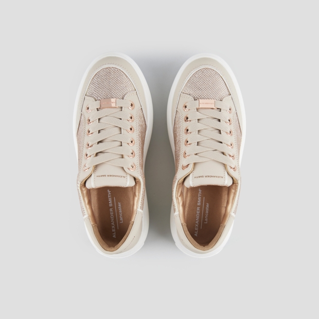 Sneakers Alexander Smith lancaster woman in beige leather with rhinestones inserts - 6