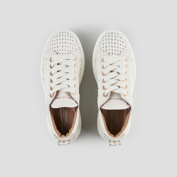 Sneakers Alexander Smith wembley woman in white woven leather and smooth leather back - 6
