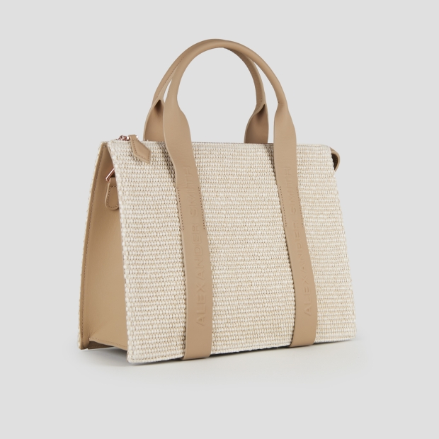 Sneakers Alexander Smith jane medium handbag with shoulder strap in rafia and sand handle - 3