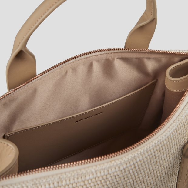 Sneakers Alexander Smith jane medium handbag with shoulder strap in rafia and sand handle - 6