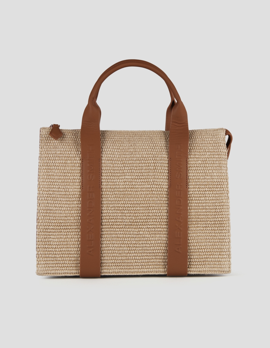 Sneakers Alexander Smith jane medium handbag with shoulder strap in rafia and brown handle - 1