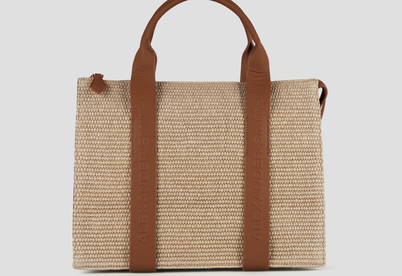 Sneakers Alexander Smith jane medium handbag with shoulder strap in rafia and brown handle - 1