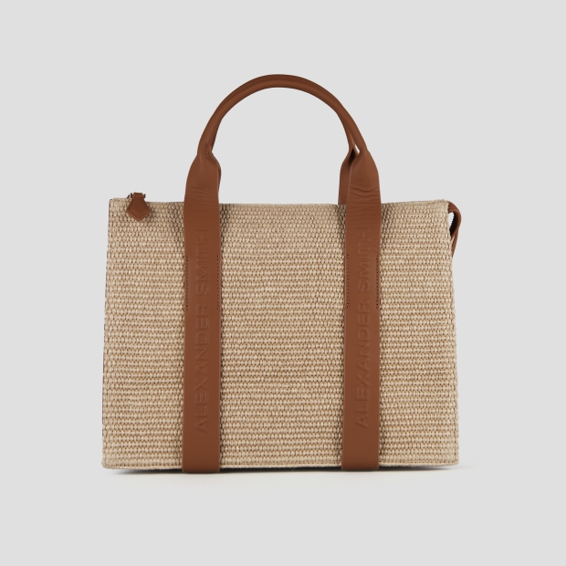 Sneakers Alexander Smith jane medium handbag with shoulder strap in rafia and brown handle - 1