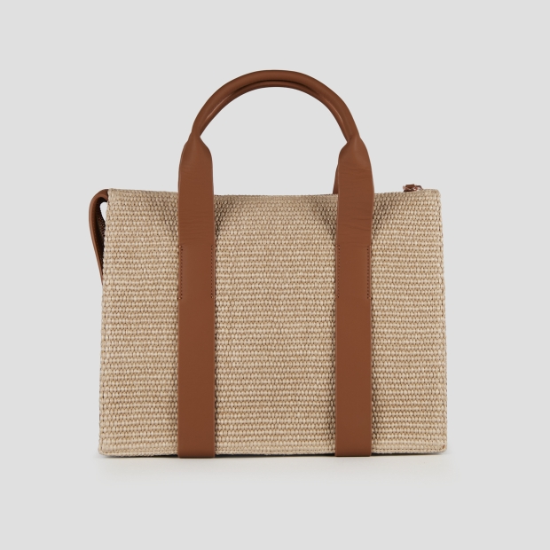 Sneakers Alexander Smith jane medium handbag with shoulder strap in rafia and brown handle - 4