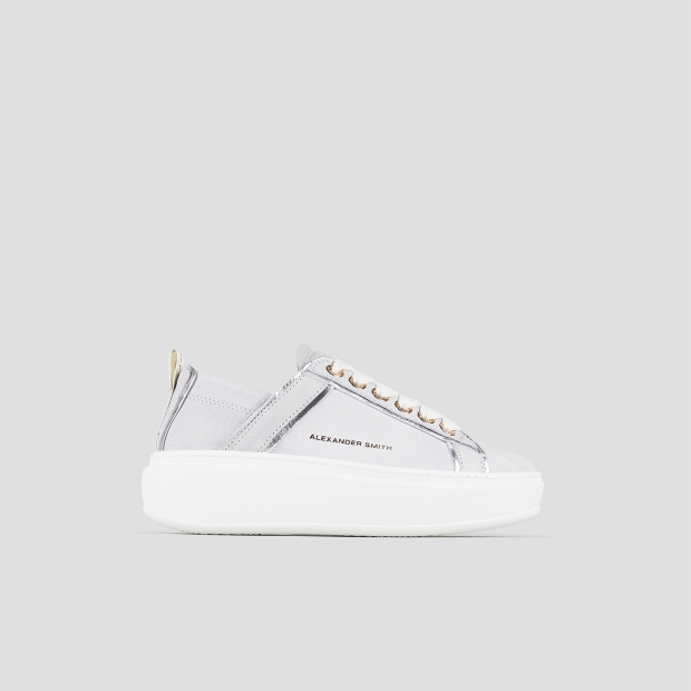 Sneakers Alexander Smith wembley high woman in azure bleached leather and ruched back - 1