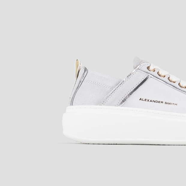 Sneakers Alexander Smith wembley high woman in azure bleached leather and ruched back - 3