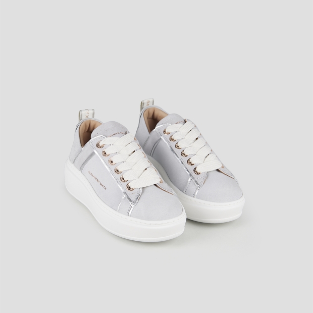 Sneakers Alexander Smith wembley high woman in azure bleached leather and ruched back - 4