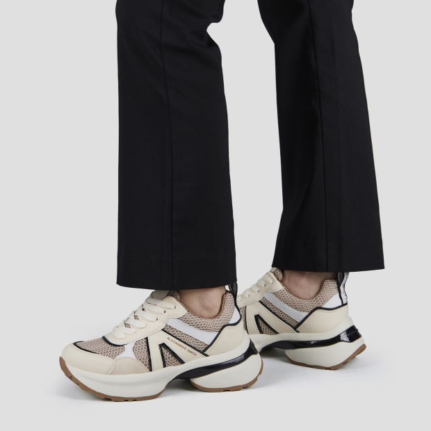 Sneakers Alexander Smith victoria woman in beige leather and peach mesh with black details - 2