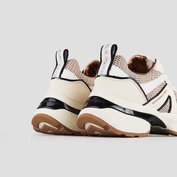 Sneakers Alexander Smith victoria woman in beige leather and peach mesh with black details - 5