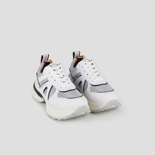 Sneakers Alexander Smith victoria woman in white leather and azure mesh with black details - 4