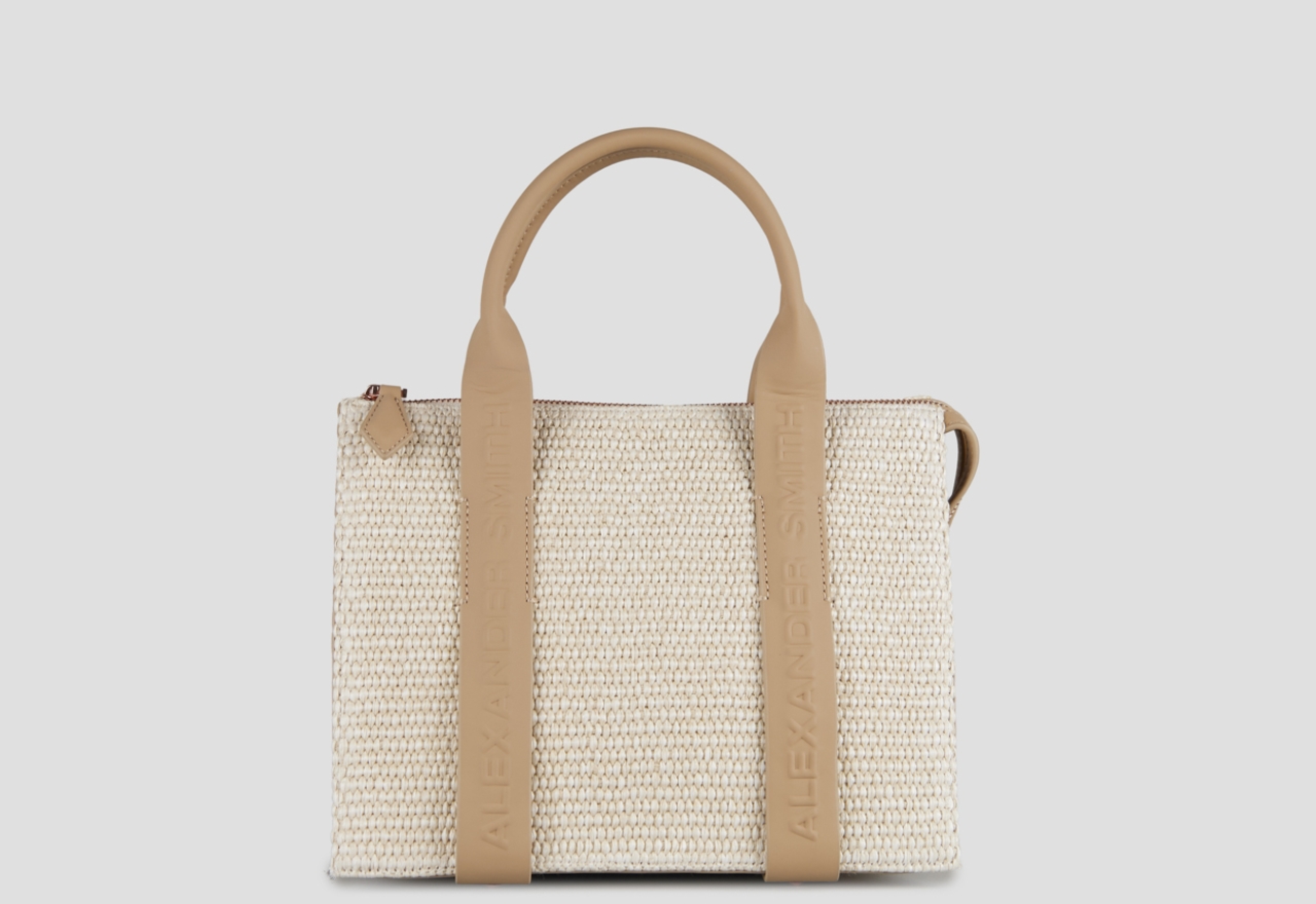 Sneakers Alexander Smith jane small handbag with shoulder strap in beige rafia and sand handle - 1