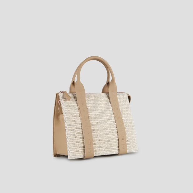 Sneakers Alexander Smith jane small handbag with shoulder strap in beige rafia and sand handle - 3