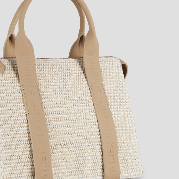Sneakers Alexander Smith jane small handbag with shoulder strap in beige rafia and sand handle - 5