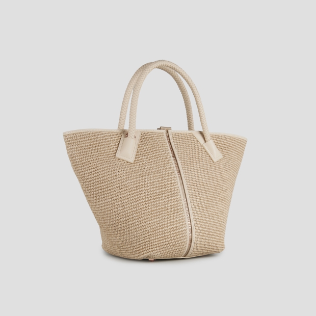 Sneakers Alexander Smith lauren medium handbag with shoulder strap in beige raffia and woven sand handle - 3