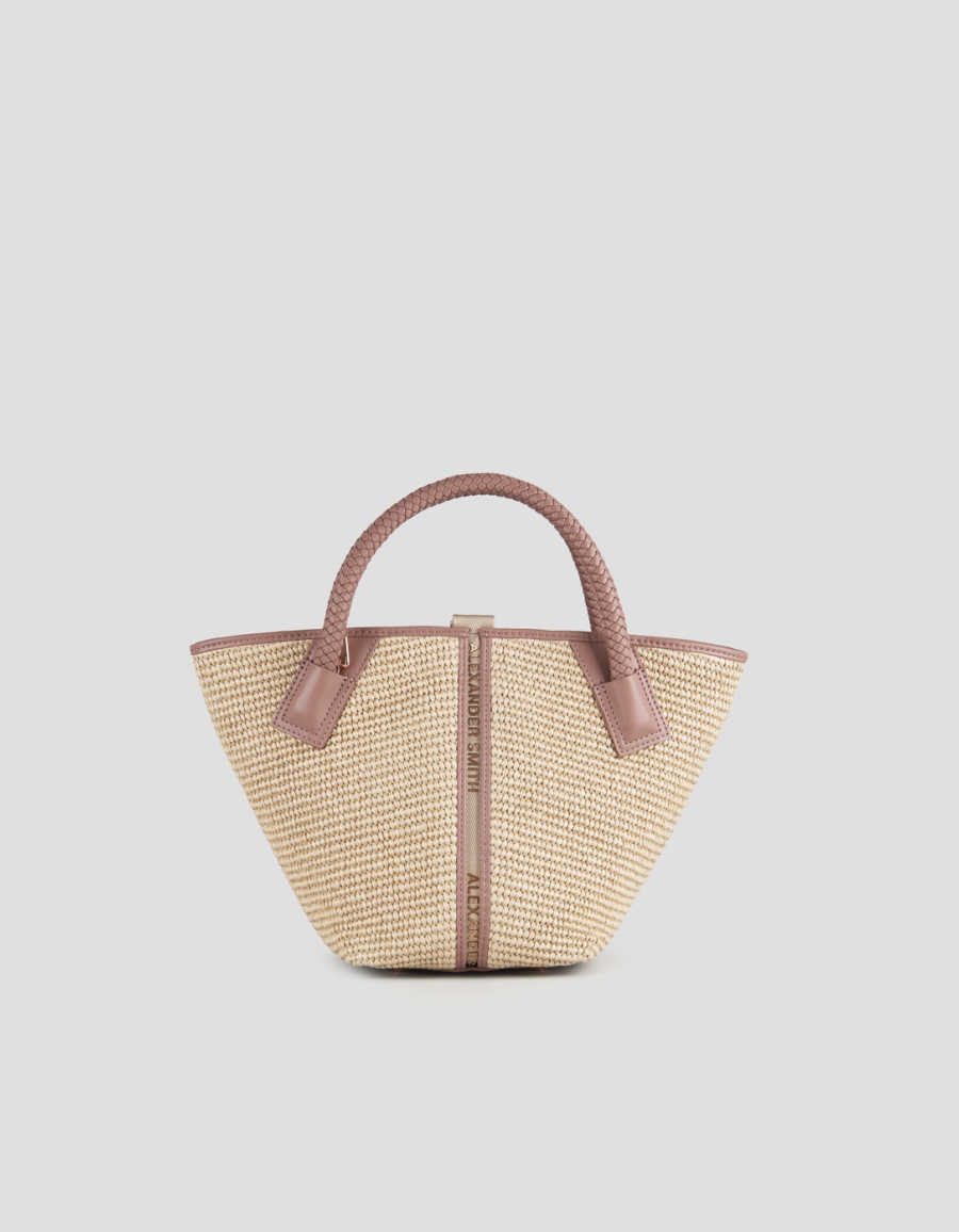Sneakers Alexander Smith lauren small handbag with shoulder strap in beige raffia and woven nude handle - 1