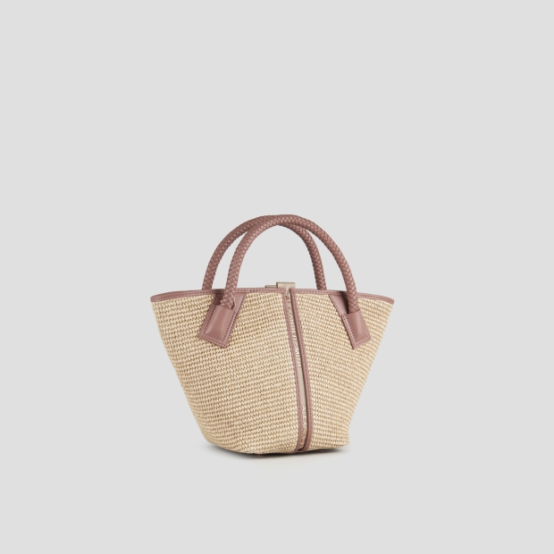 Sneakers Alexander Smith lauren small handbag with shoulder strap in beige raffia and woven nude handle - 3