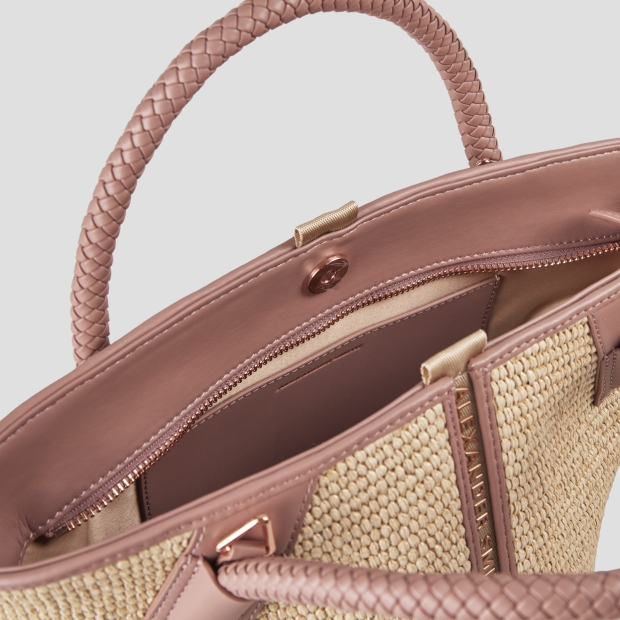 Sneakers Alexander Smith lauren small handbag with shoulder strap in beige raffia and woven nude handle - 6