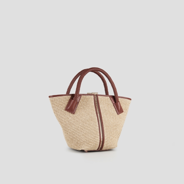 Sneakers Alexander Smith lauren small handbag with shoulder strap in beige raffia and woven brown handle - 3