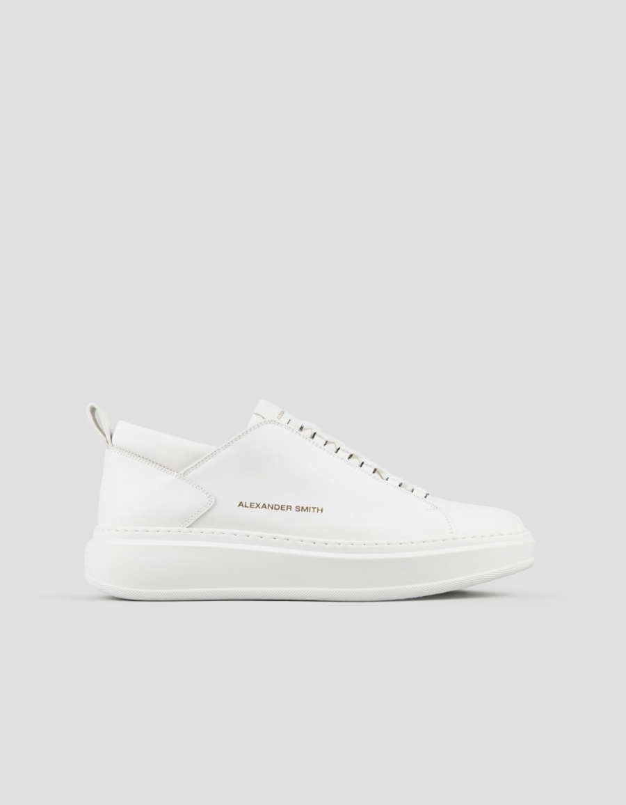Sneakers Alexander Smith wembley uomo in pelle bianca e dettagli in pelle saffiano - 1