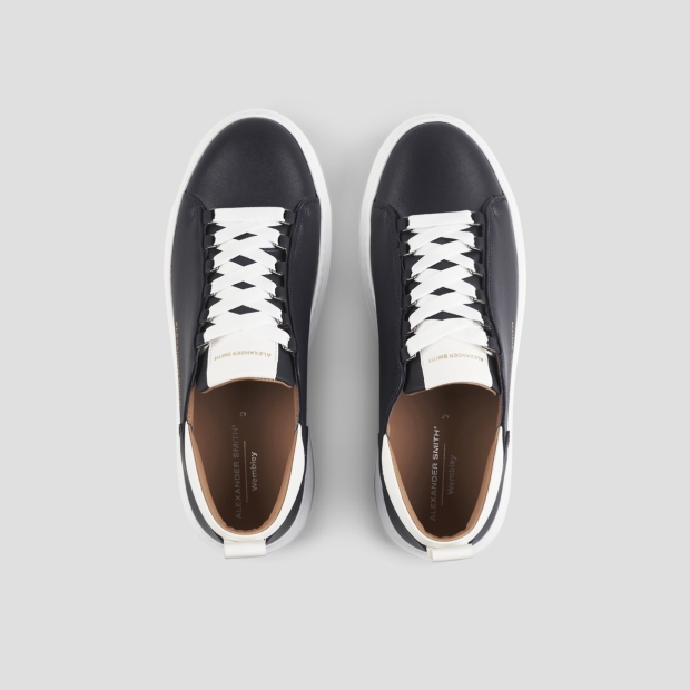 Sneakers Alexander Smith wembley uomo in pelle blu e dettagli bianchi - 5