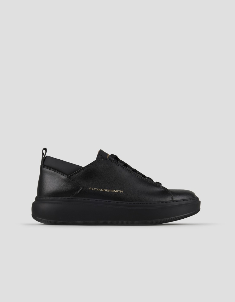 Sneakers Alexander Smith wembley uomo in morbida pelle nera e suola nera - 1