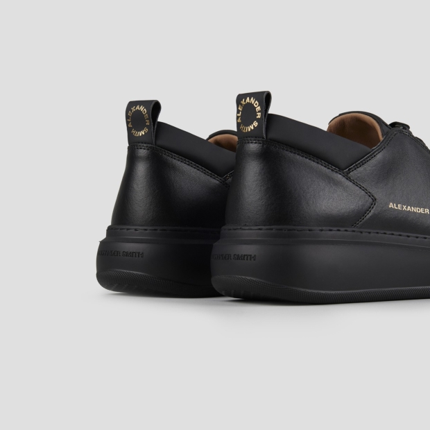 Sneakers Alexander Smith wembley uomo in morbida pelle nera e suola nera - 4