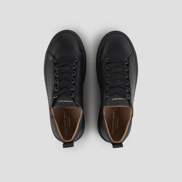 Sneakers Alexander Smith wembley uomo in morbida pelle nera e suola nera - 5