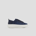 Wembley Donna in suede blu con nervatura laterale e tallone in pelle