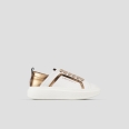 Wembley Donna in pelle bianca con nervatura laterale e tallone bronzo