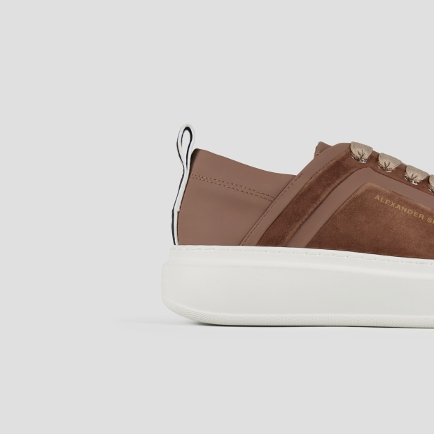 Sneakers Alexander Smith wembley donna in suede cammello con nervatura laterale e tallone in pelle - 2