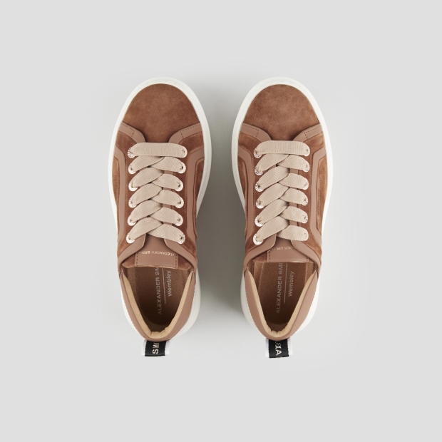 Sneakers Alexander Smith wembley donna in suede cammello con nervatura laterale e tallone in pelle - 5
