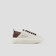Wembley Donna in pelle bianca e tallone marrone con strass