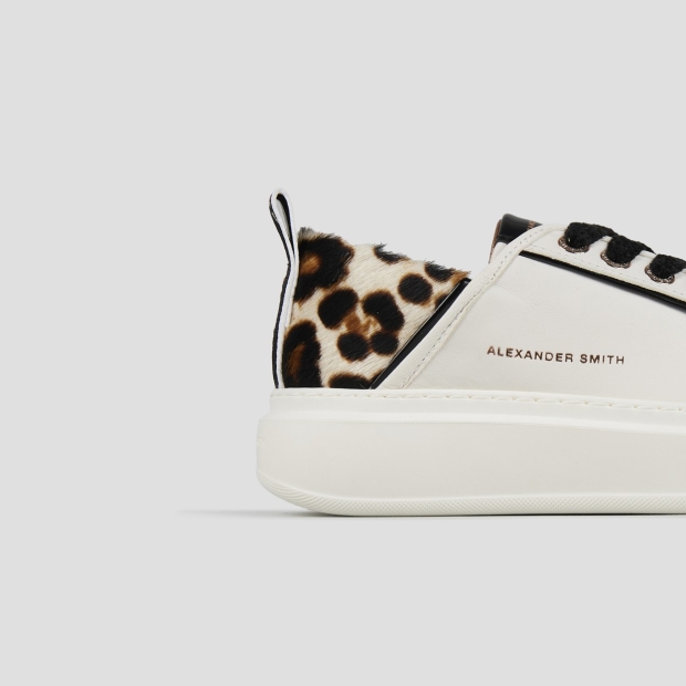 Sneakers Alexander Smith wembley donna in pelle bianca e tallone in cavallino maculato - 2