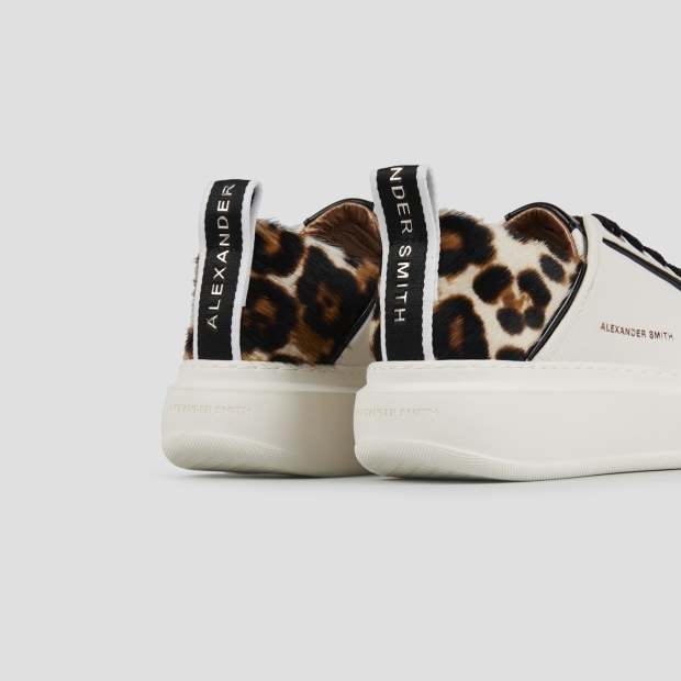 Sneakers Alexander Smith wembley donna in pelle bianca e tallone in cavallino maculato - 4