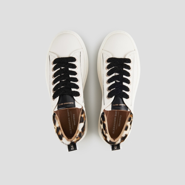 Sneakers Alexander Smith wembley donna in pelle bianca e tallone in cavallino maculato - 5