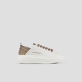 Wembley Donna in pelle bianca e tallone beige con strass
