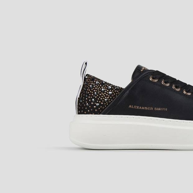 Sneakers Alexander Smith wembley donna in pelle nera e strass sul tallone - 2