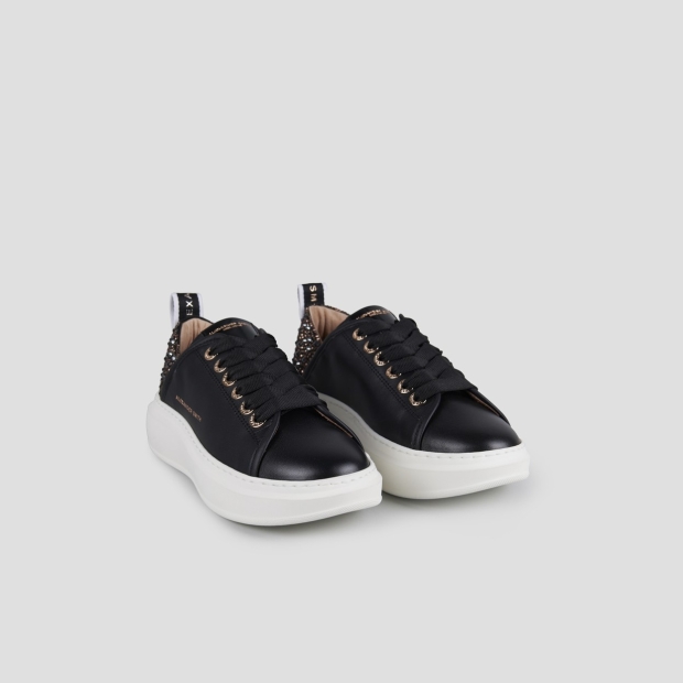 Sneakers Alexander Smith wembley donna in pelle nera e strass sul tallone - 3