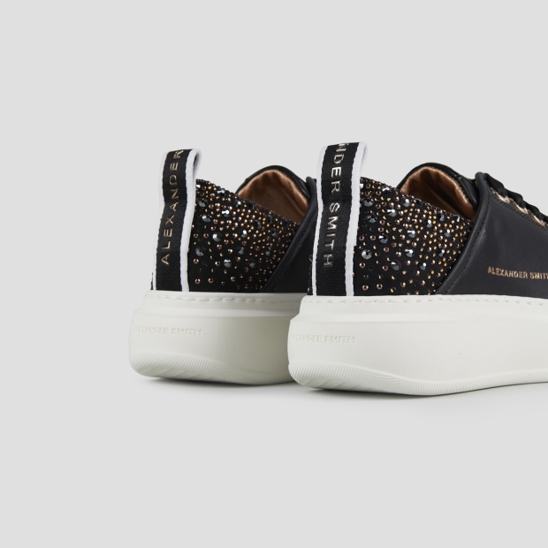 Sneakers Alexander Smith wembley donna in pelle nera e strass sul tallone - 4