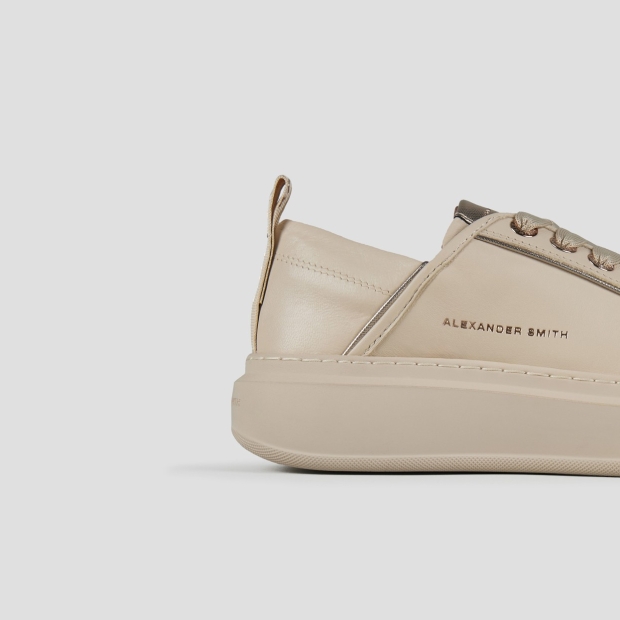 Sneakers Alexander Smith wembley donna in morbida pelle beige e suola in tinta - 3