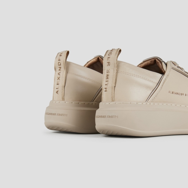 Sneakers Alexander Smith wembley donna in morbida pelle beige e suola in tinta - 5