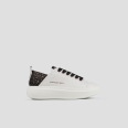 Wembley Donna in pelle bianca e tallone nero con strass