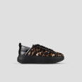 Wembley Donna in cavallino maculato con tallone in pelle nera e suola nera
