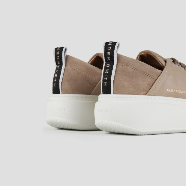 Sneakers Alexander Smith wembley alta donna in morbida pelle beige e tallone in suede - 5