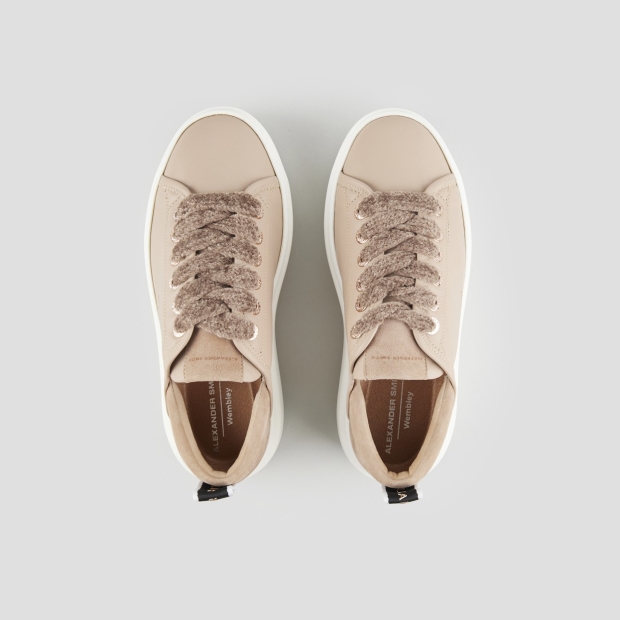 Sneakers Alexander Smith wembley alta donna in morbida pelle beige e tallone in suede - 6