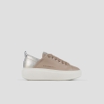 Wembley Alta Donna in pelle beige e tallone in pelle cracklè laminata platino